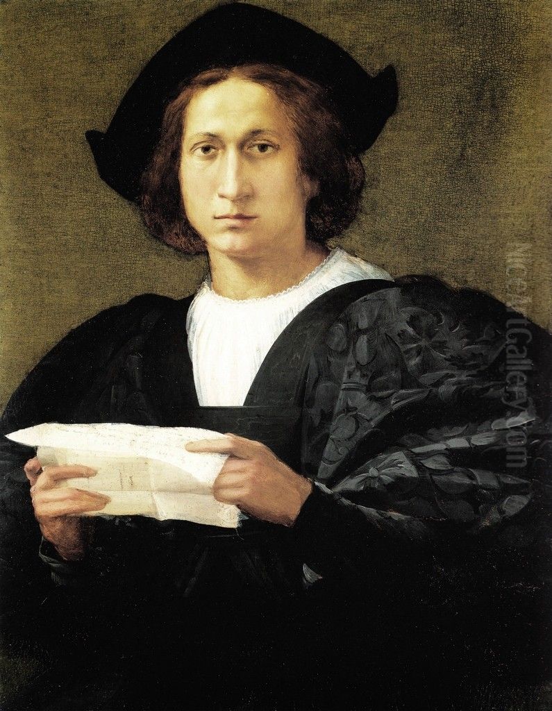 Portrait of a Young Man holding a Letter Oil Painting by Rosso Fiorentino