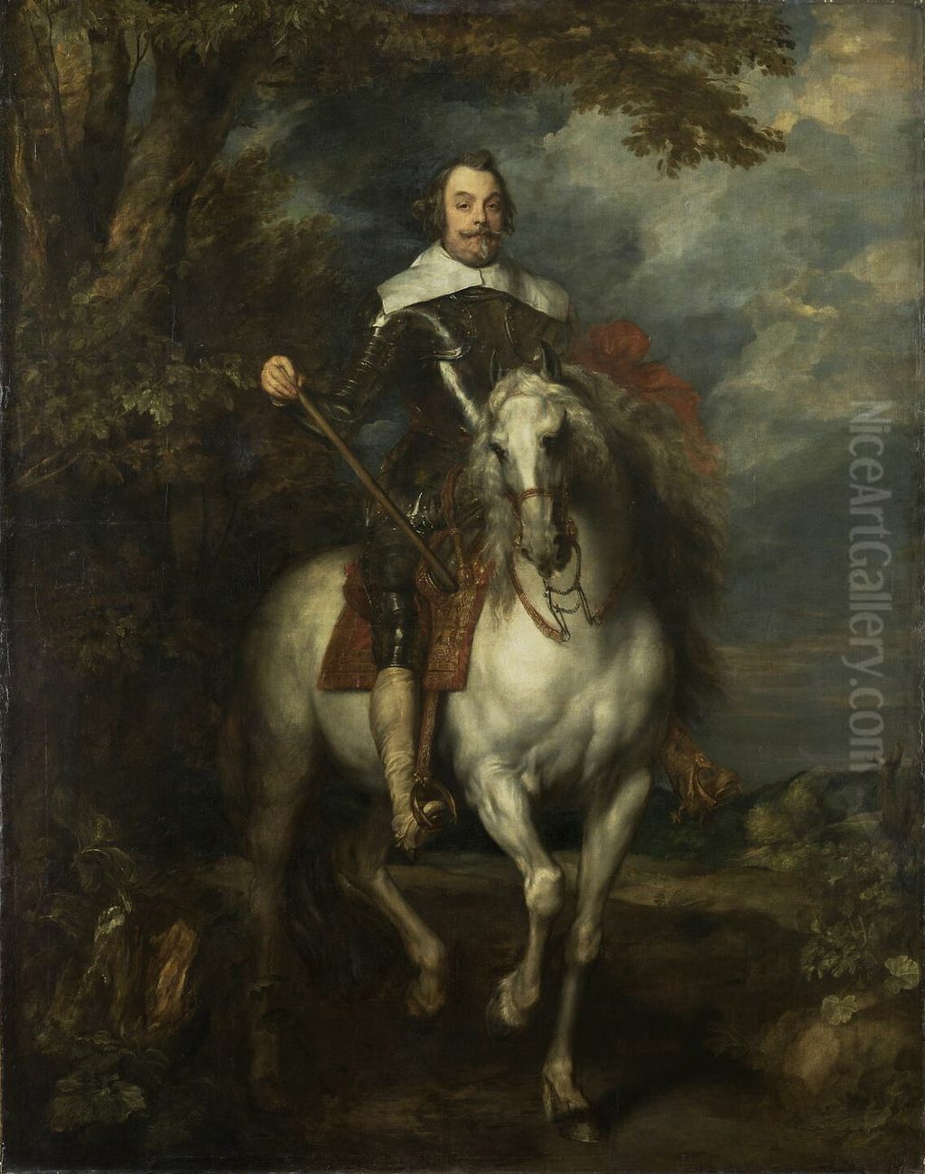 Equestrian portrait of Francisco de Moncada Y Moncada, Marques de Aytona (1586-1635) Oil Painting by Sir Anthony Van Dyck