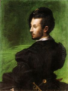 Ritratto virile su sfondo verde