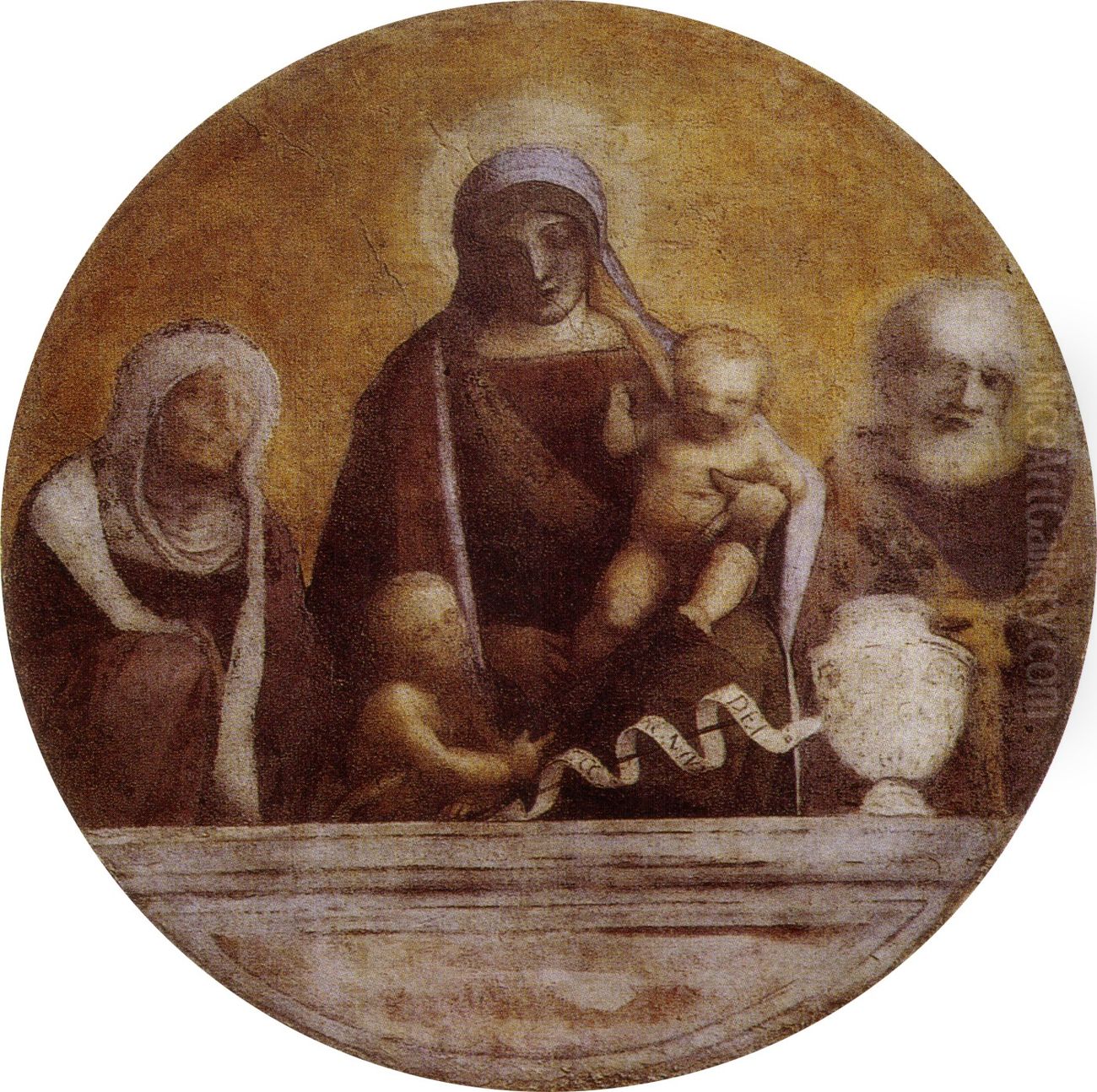 Holy Family with Saints Elizabeth and John the Baptist Oil Painting by Antonio da Correggio
