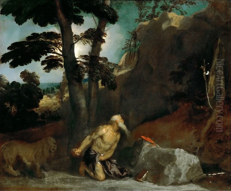 Saint Jerome penitent Oil Painting by Titian