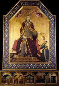 Der Hl. Ludwig von Toulouse kront seinen Bruder Robert von Anjou zum Konig von Neapel, Predella: Szenen aus dem Leben des Heiligen