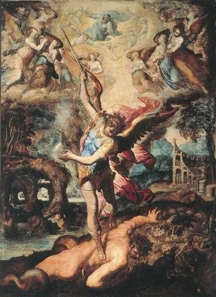 San Michele Archangelo Oil Painting by Marco Pino