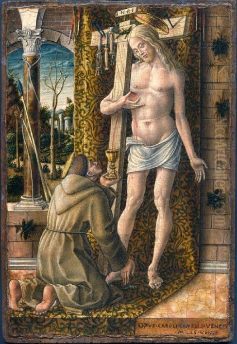 Saint Francis Collecting the Blood of Christ Oil Painting by Carlo Crivelli