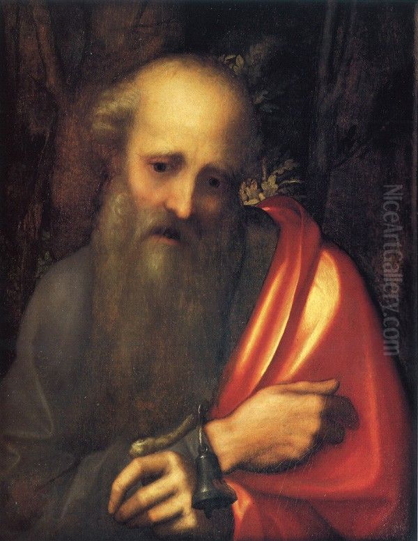 Saint Anthony Abbot Oil Painting by Antonio da Correggio