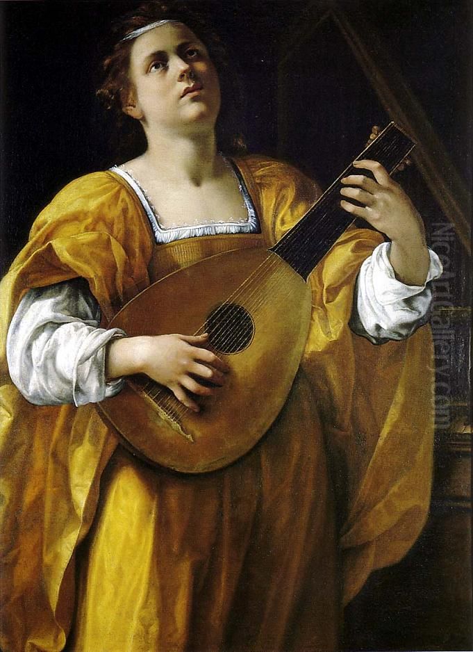 Santa Cecilia come un suonatrice di liuto Oil Painting by Artemisia Gentileschi