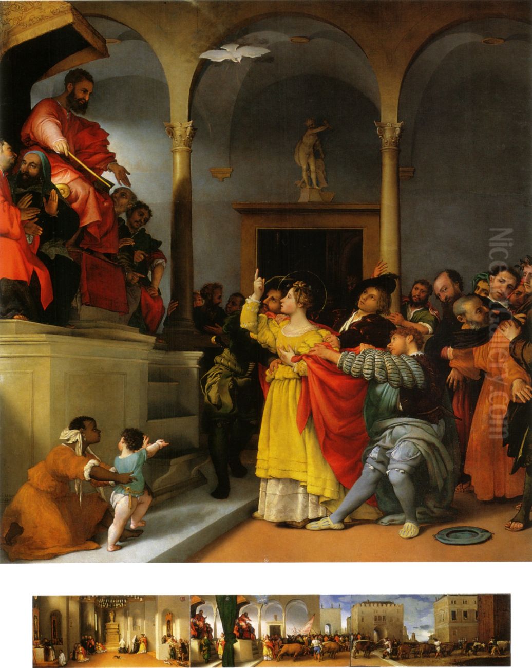 St Lucy before the Judge Oil Painting by Lorenzo Lotto