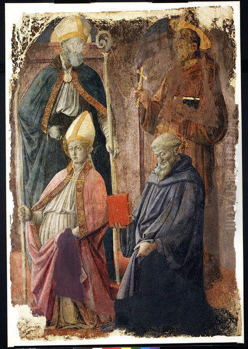 Saints Augustine and Francis, a Bishop Saint, and Saint Benedict Oil Painting by Filippo Lippi