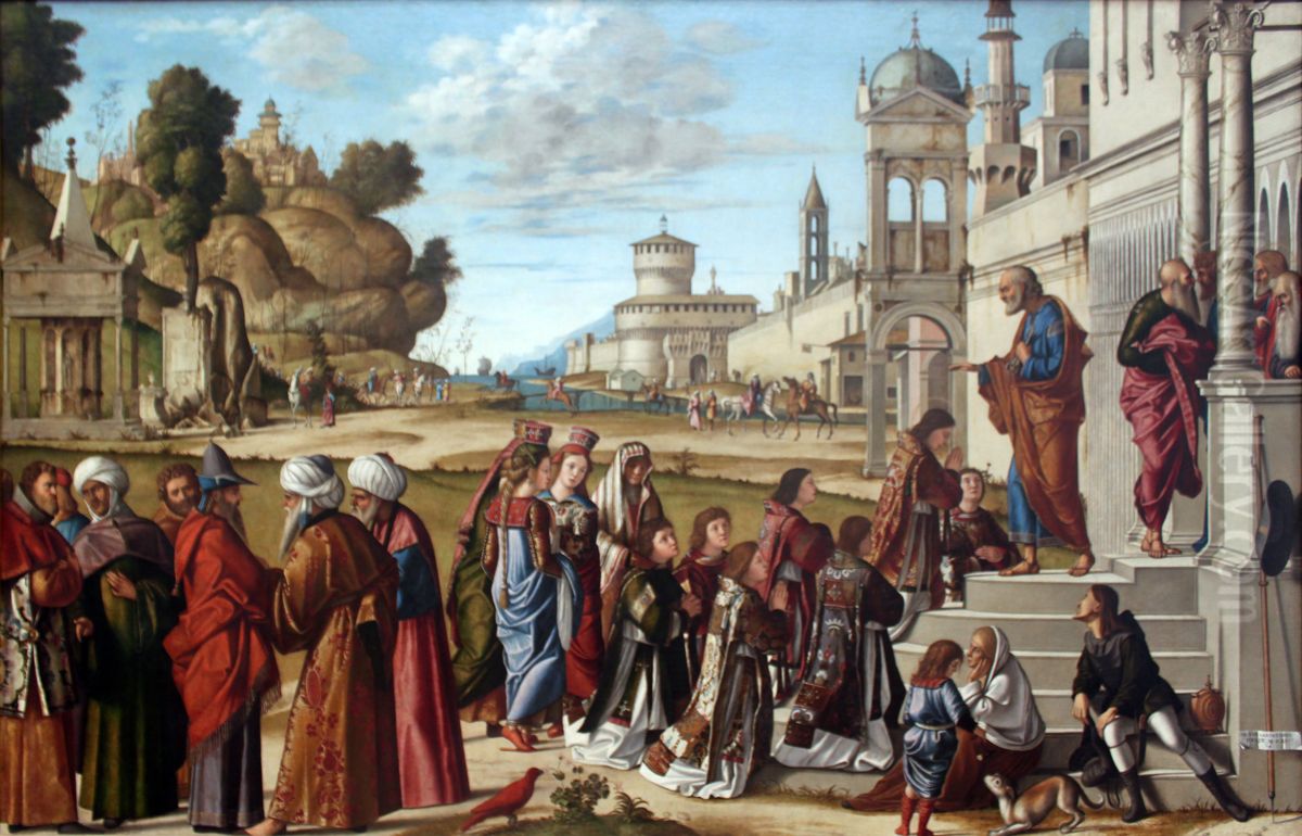 Die Weihe des Heiligen Stephanus zum Diakon Oil Painting by Vittore Carpaccio