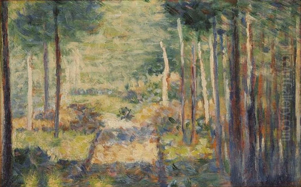 Path in the woods, Barbizon Oil Painting by Georges Seurat