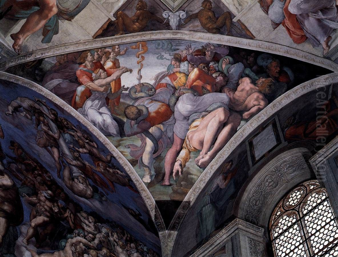 The Brazen Serpent Oil Painting by Michelangelo Buonarroti