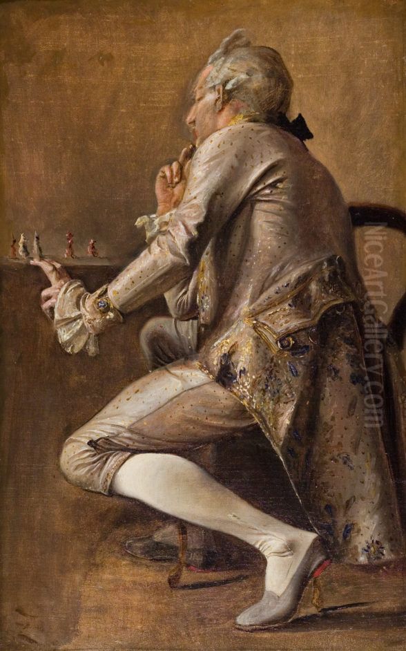 Struensee, sitting in court suit Oil Painting by Kristian Zahrtmann