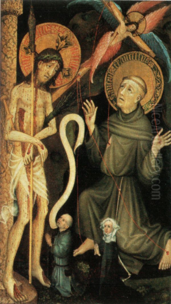 Christus als Schmerzensmann und die Stigmatisation des heiligen Franziskus.[1] Oil Painting by unknown