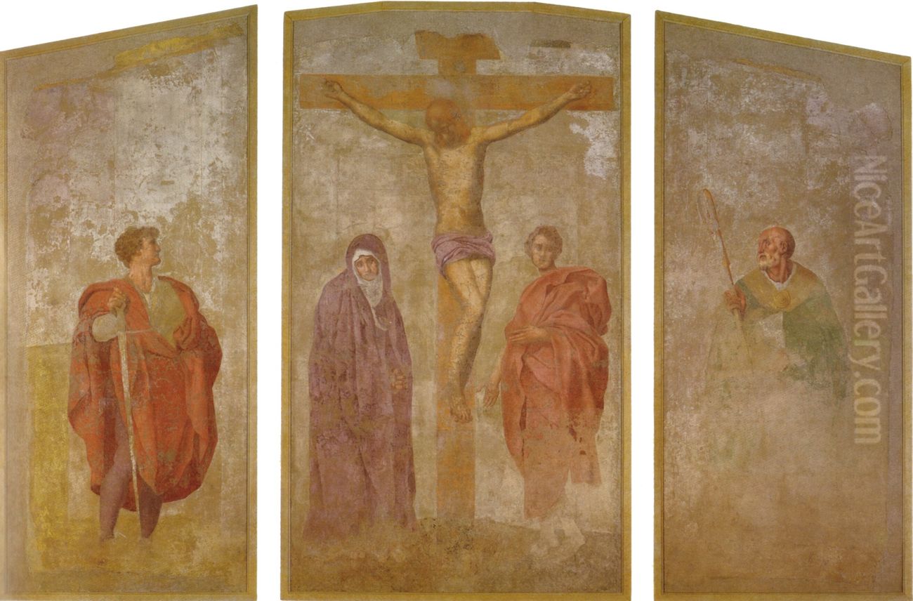 Tryptych of the crucifixion of Christ Oil Painting by Pontormo