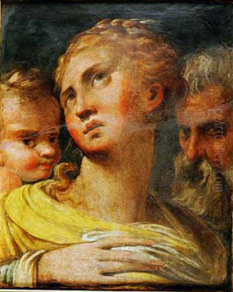 Tre teste Oil Painting by Parmigianino