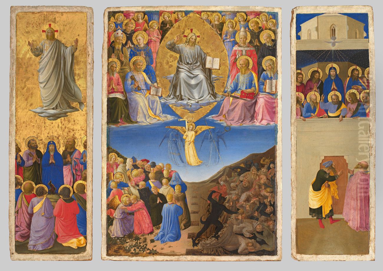 Triptych of the Last Judgment, Ascension, and Pentecost Oil Painting by Fra Angelico
