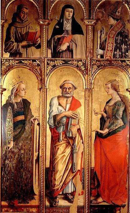 Triptych of Montefiore Oil Painting by Carlo Crivelli