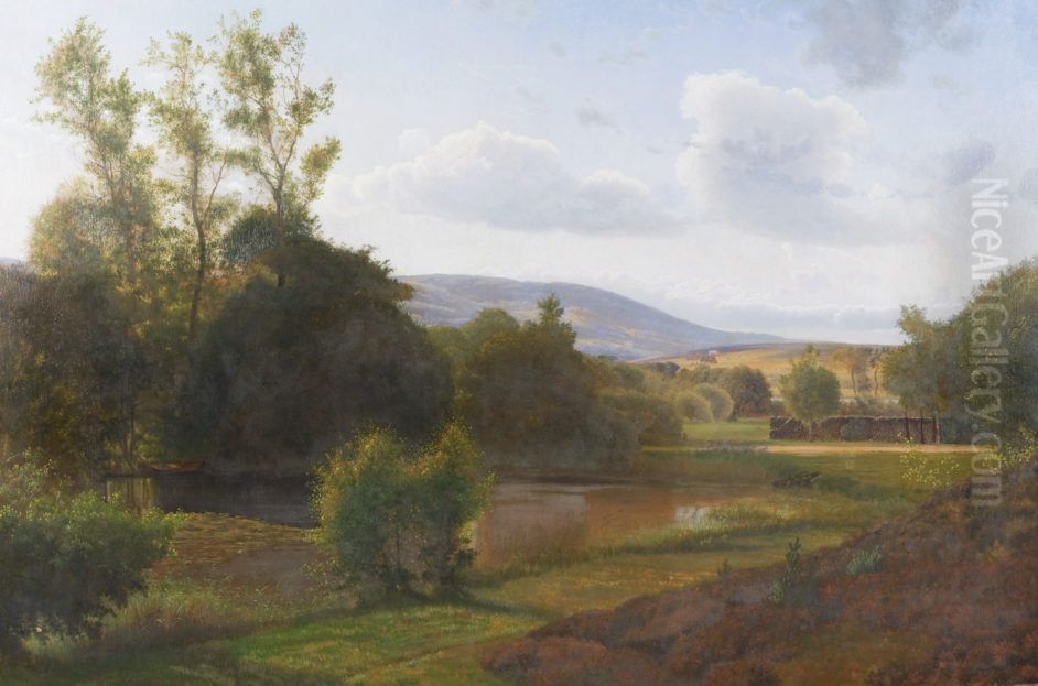 Udsigt mod Himmelbjerget fra Ry station Oil Painting by Vilhelm Kyhn