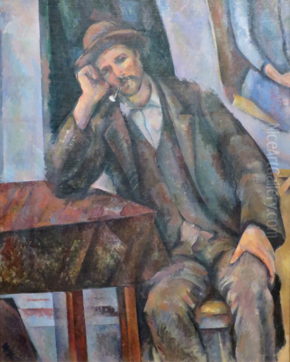 Man Smoking a Pipe Oil Painting by Paul Cezanne