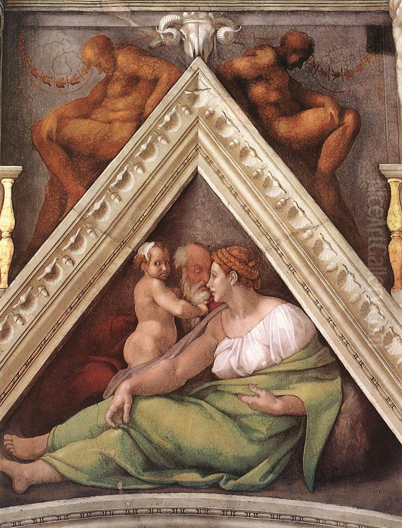 Ancestors of Christ: figures Oil Painting by Michelangelo Buonarroti