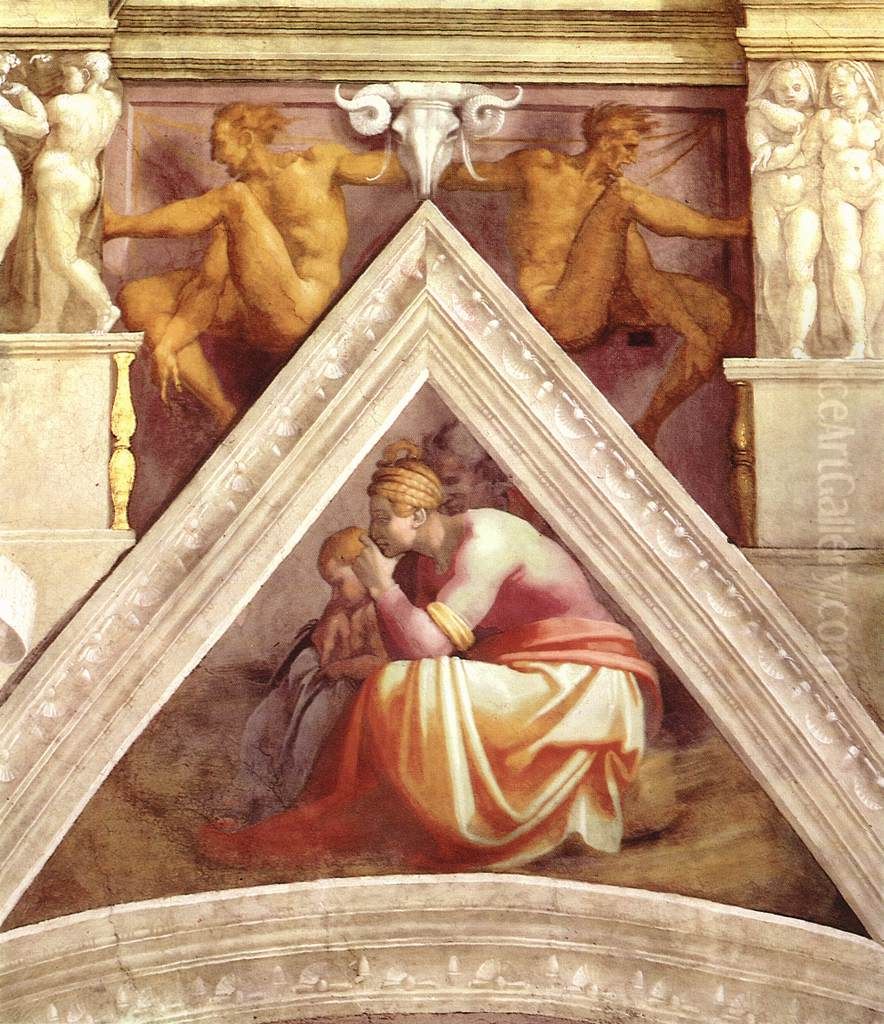 Ancestors of Christ: figures Oil Painting by Michelangelo Buonarroti