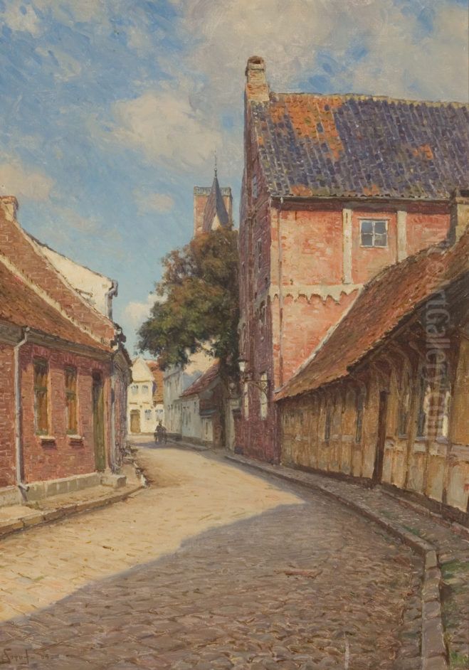Puggaardsgade Oil Painting by C.M. Soya-Jensen