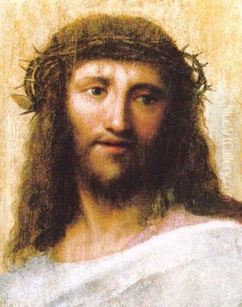 Head of Christ Oil Painting by Antonio da Correggio