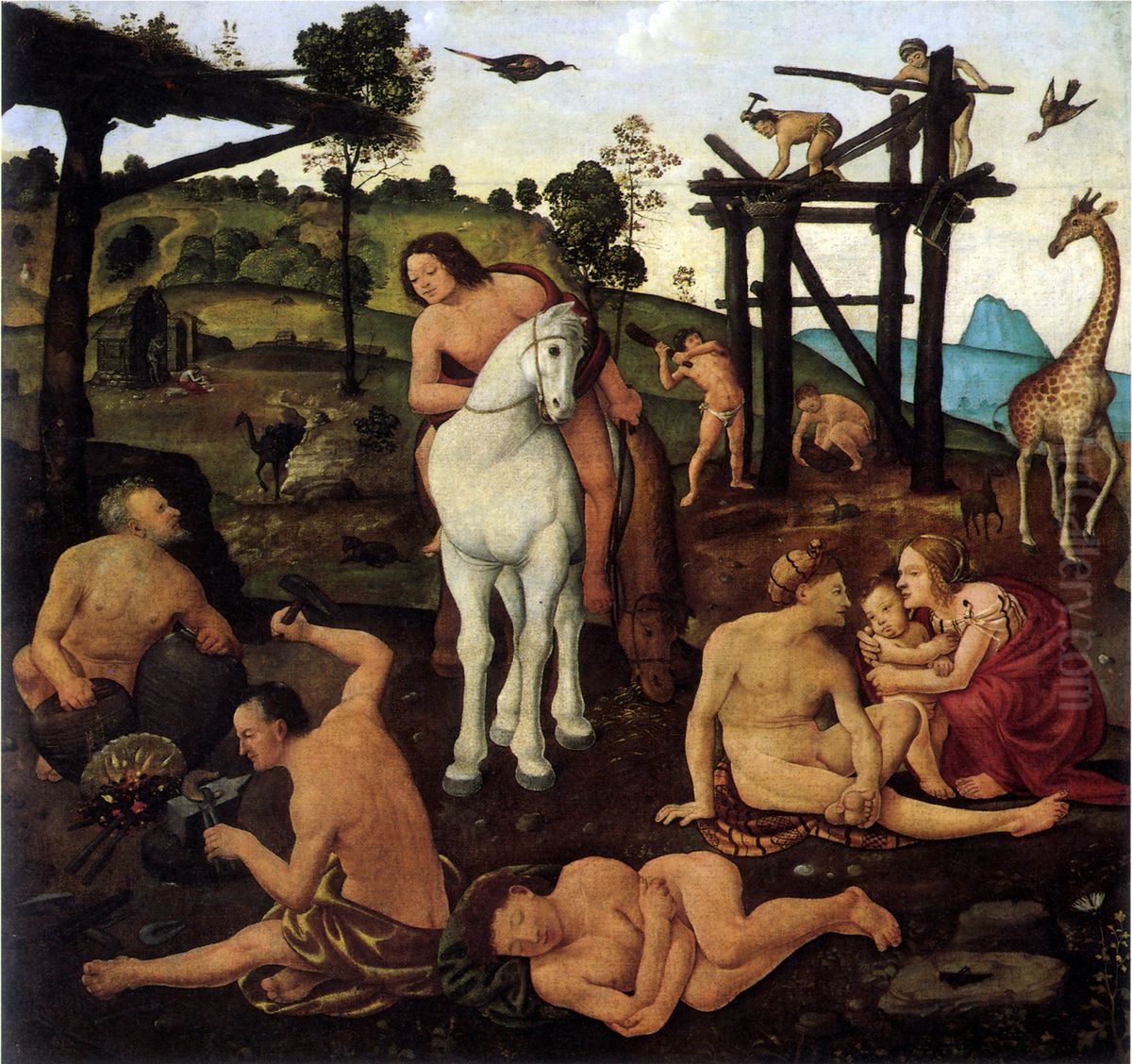 Vulcan and Aeolus Oil Painting by Piero Di Cosimo