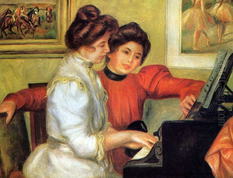 Yvonne and Christine Lerolle at the Piano Oil Painting by Pierre Auguste Renoir