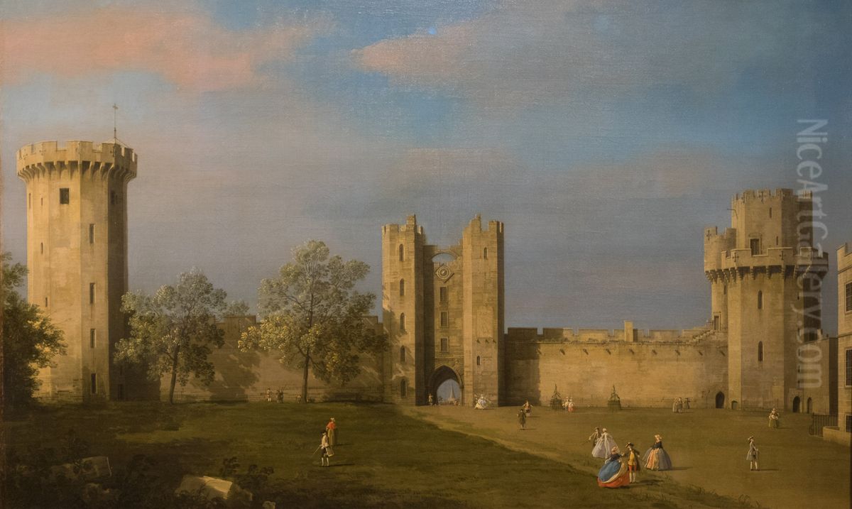 Warwick Castle, the East Front from the Courtyard Oil Painting by Canaletto