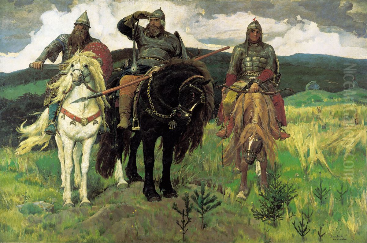 <<Bogatyri>> Oil Painting by Viktor Vasnetsov