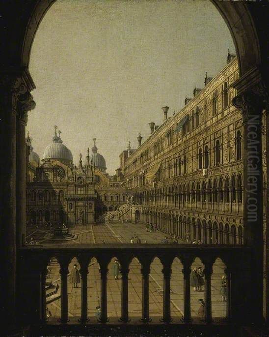 Interior Court of the Doge's Palace, Venice Oil Painting by Canaletto