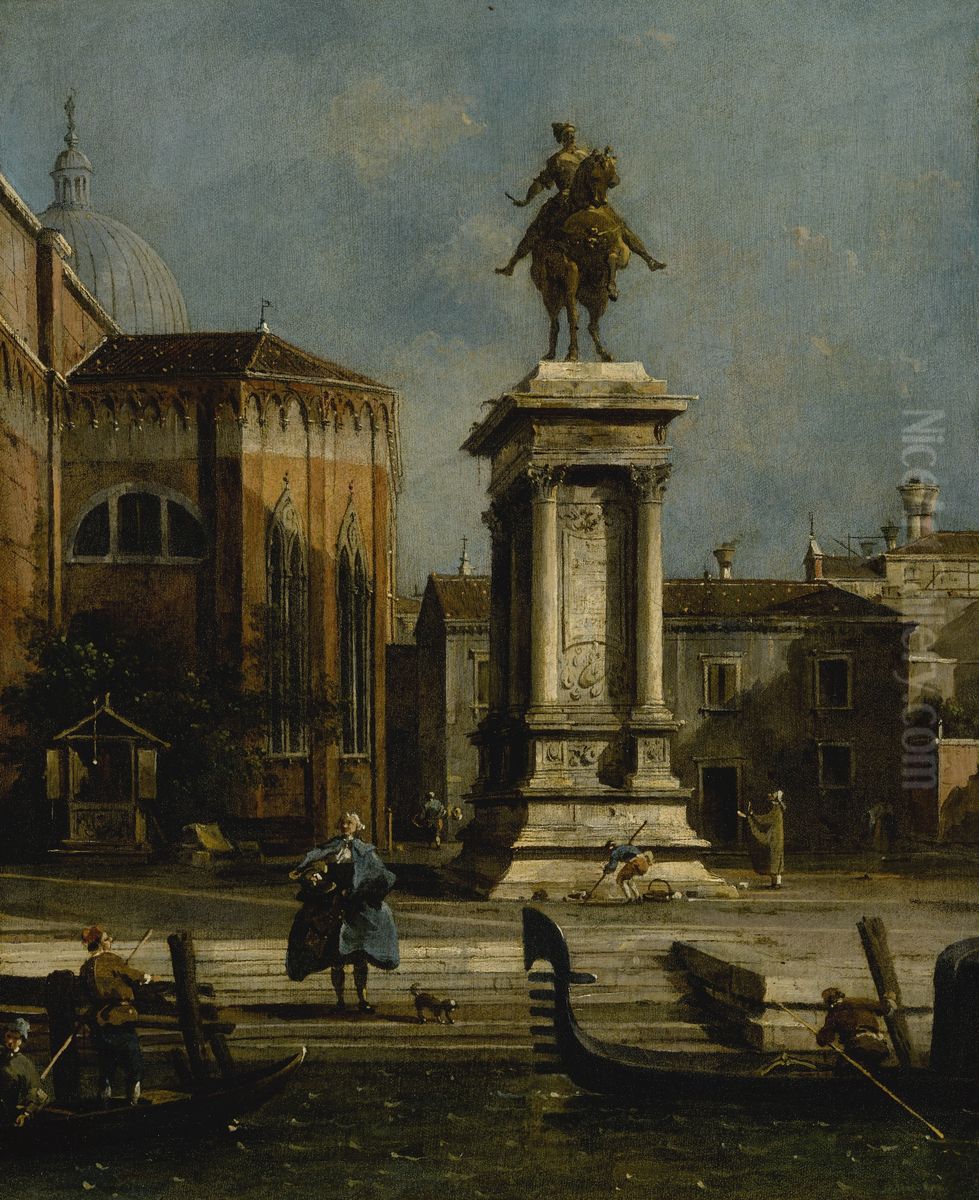 View of the Equestrian Statue of Bartolomeo Colleoni Oil Painting by Canaletto