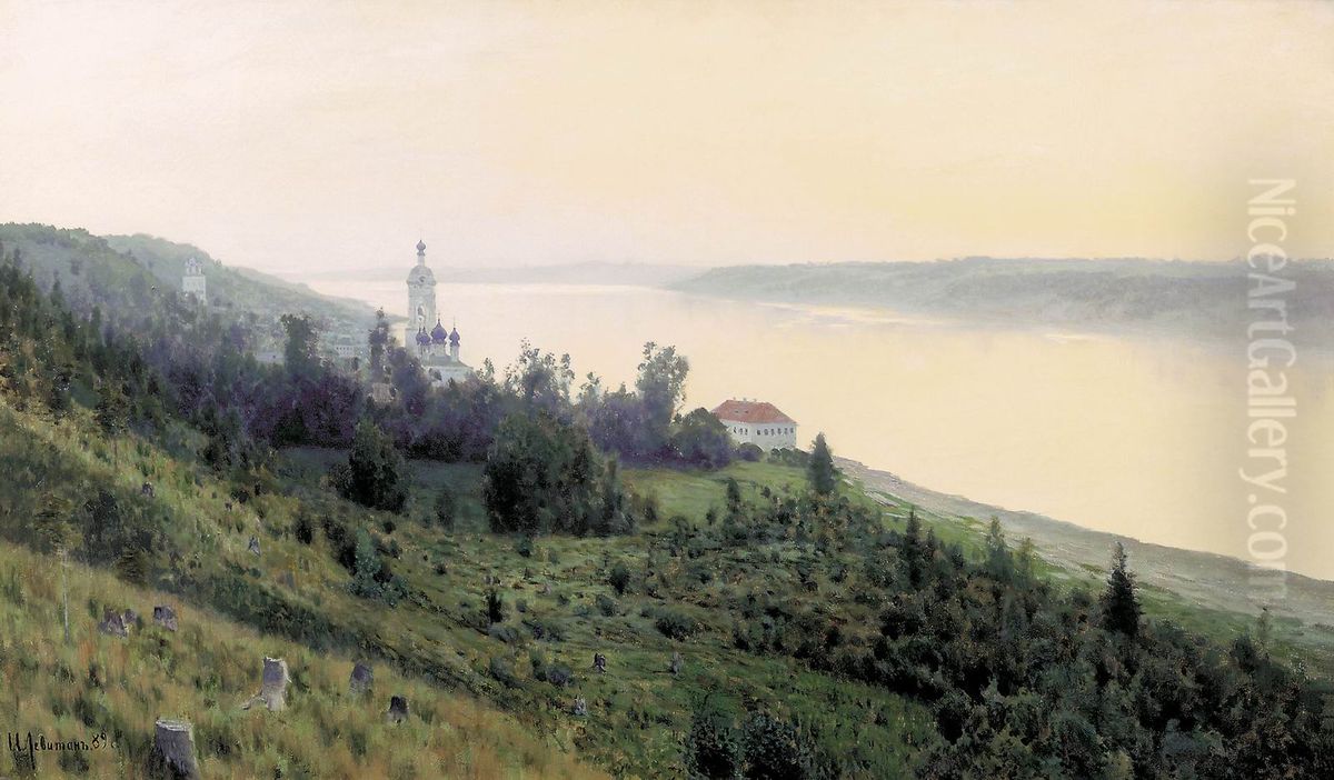 Evening. Golden Plyos Oil Painting by Isaac Levitan