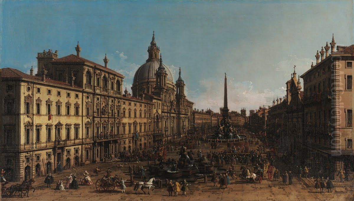 View of the Piazza Navona, Rome. Oil Painting by Canaletto