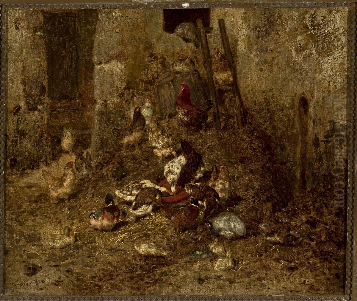 Domestic fowls Oil Painting by Philibert Leon Couturier