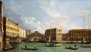 View in Venice, on the Grand Canal (Rialto Bridge)