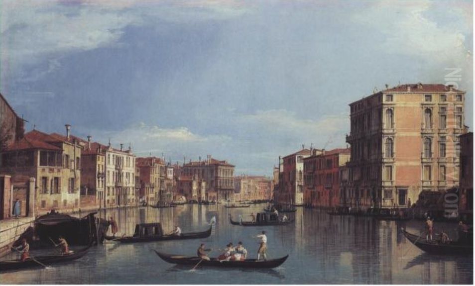 Grand Canal looking East from Palazzo Bembo to Palazzo Vendramin-Calergi Oil Painting by Canaletto
