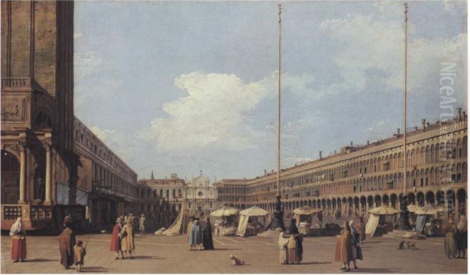 Piazza di San Marco, looking towards the Church of San Geminiano Oil Painting by Canaletto