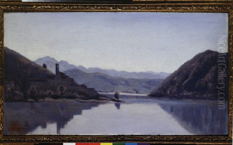 Lago di Piediluco, Umbria Oil Painting by Jean-Baptiste Camille Corot