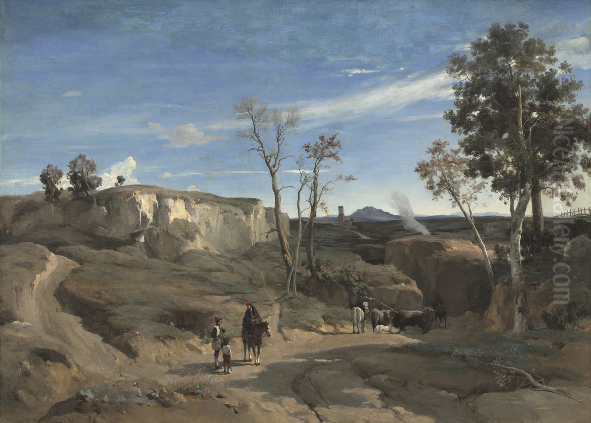 La Cervara, the Roman Campagna Oil Painting by Jean-Baptiste Camille Corot