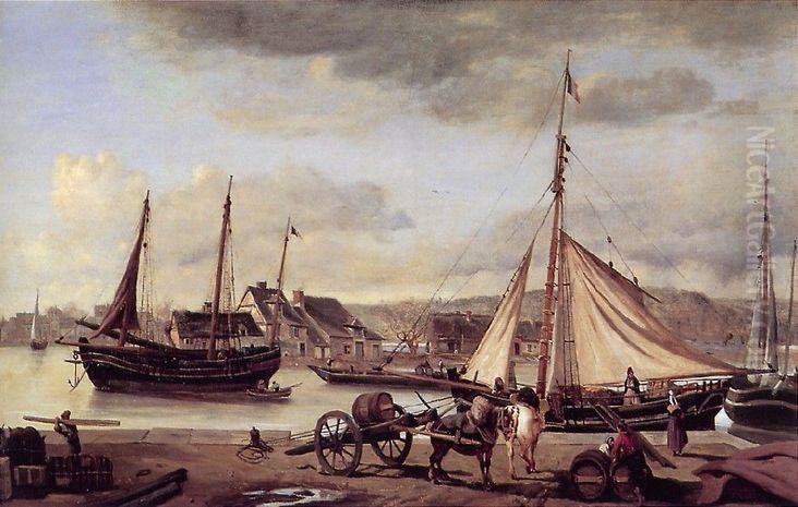 L'Avant-port de Rouen Oil Painting by Jean-Baptiste Camille Corot