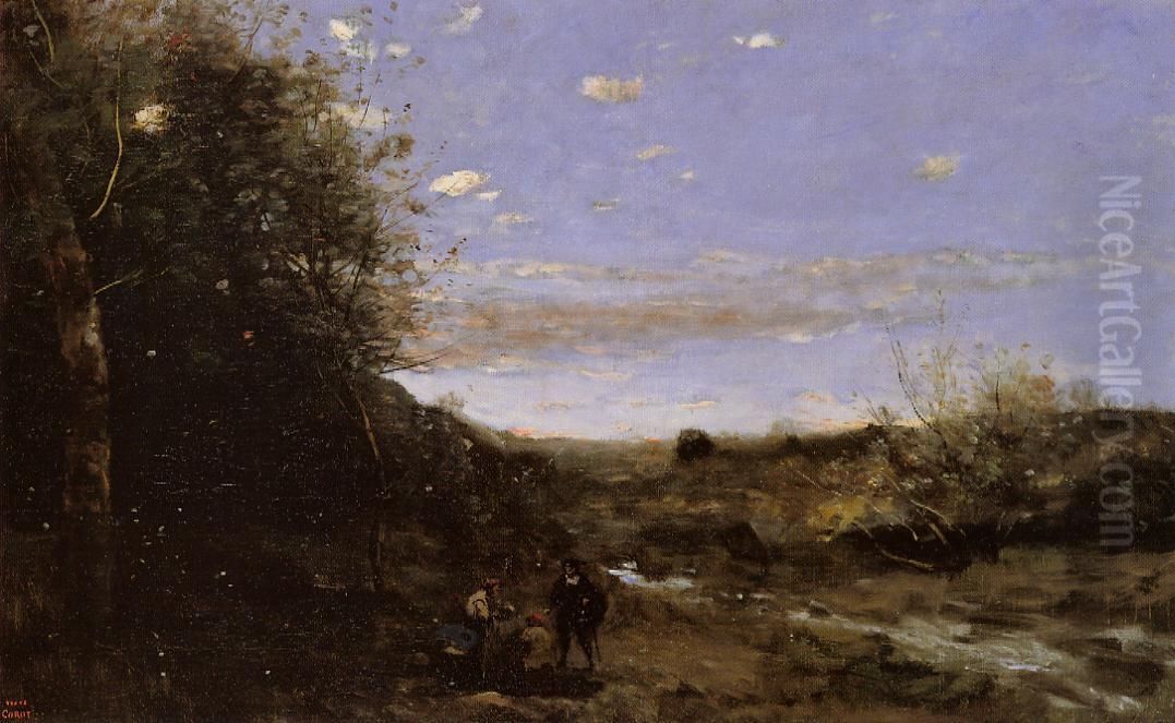 Hamlet og graveren Oil Painting by Jean-Baptiste Camille Corot