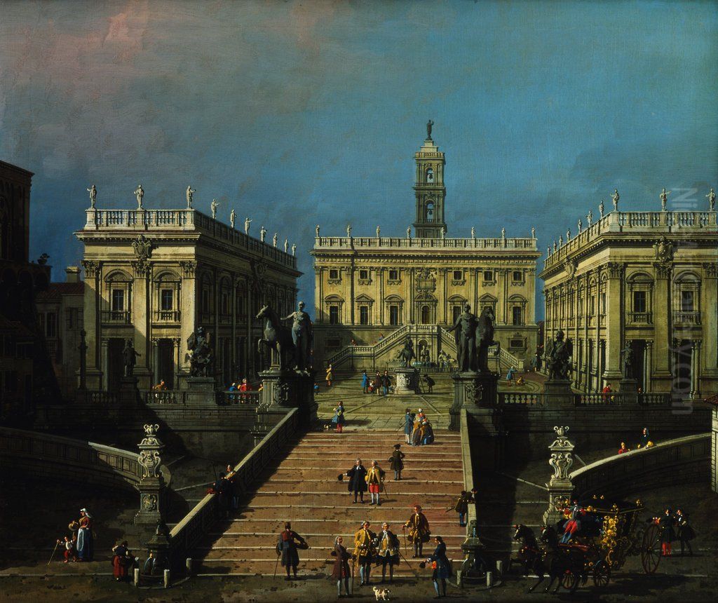 ThePiazza del Campidoglioand the Cordonata Oil Painting by Canaletto