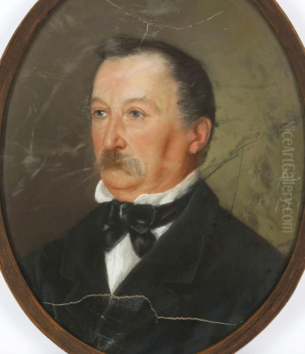 Portret mezczyzny z wasami Oil Painting by Jozefa Kleczenska
