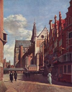 The Grote Markt in Haarlem, seen from the Koningstraat next to the city hall