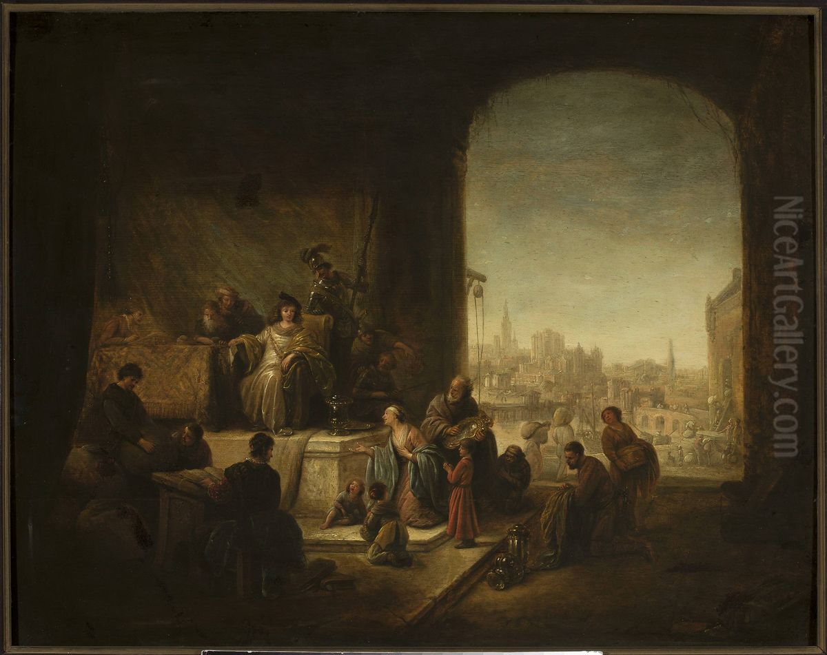 Joseph Selling Corn Oil Painting by Jacob Willemsz de Wet