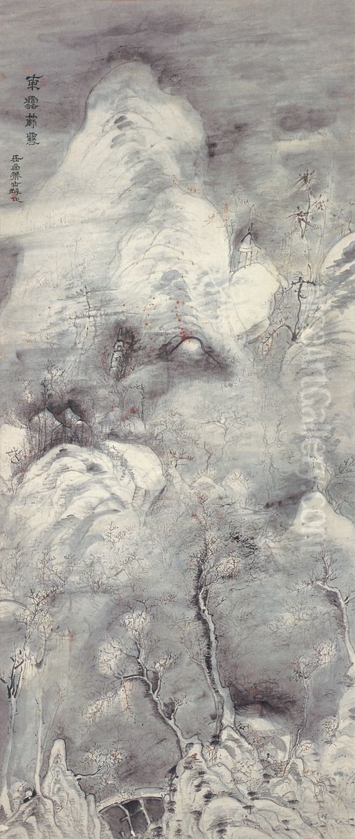 Snow Sifted Through Frozen Clouds Oil Painting by Uragami Gyokudo