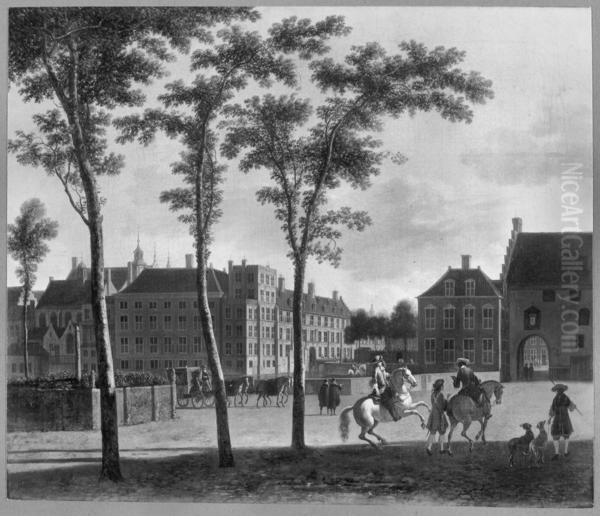 View of the Plaats with the Buitenhof and the Gevangenispoort, The Hague Oil Painting by Gerrit Adriaenszoon Berckheyde