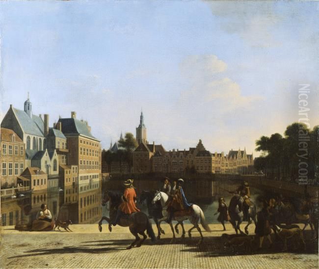The Hofvijver with the Binnenhof from the Korte Vijverberg, The Hague Oil Painting by Gerrit Adriaenszoon Berckheyde